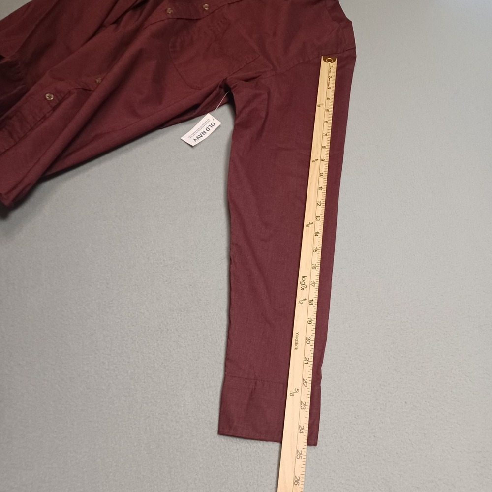 Old Navy Everyday Shirt Mens M Burgundy Raisin Arizona Regular Fit Button Down - Picture 6 of 13